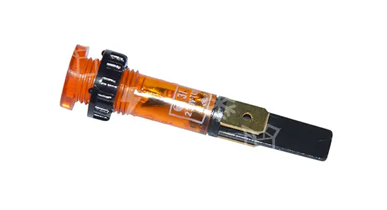 světlo signalizační oranžové se závitem, otvor 10 mm, max 120°C